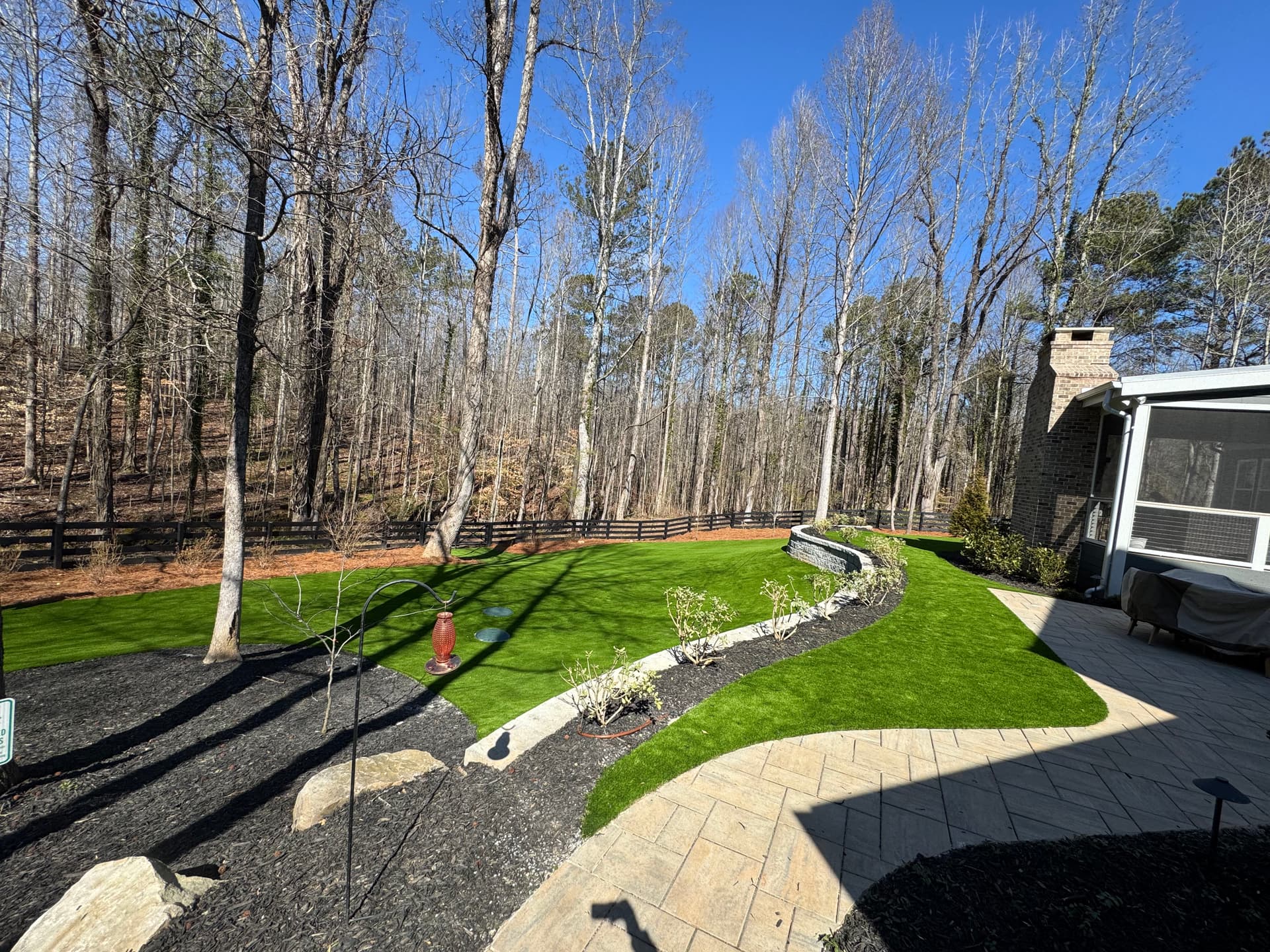 Gallery photos for Custom Backyard Artificial Turf Installation with Full Landscape Design: Image #1